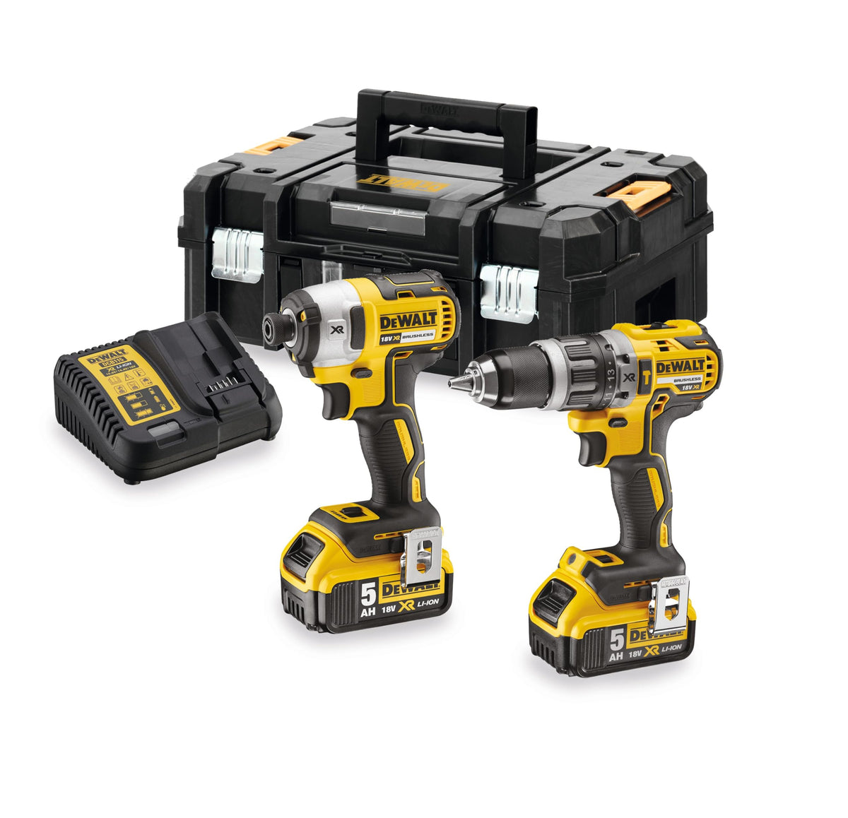 DeWalt DCK266P2T Brushless 18v Combi Drill & Impact Driver Inc 2x 5.0Ah Batts In TSTAK Carry Case
